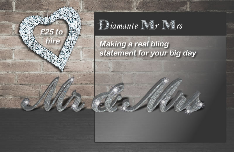 Diamante Mr and Mrs Wedding Sign for Hire